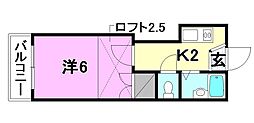 ブリランテ 1Kの間取図画像