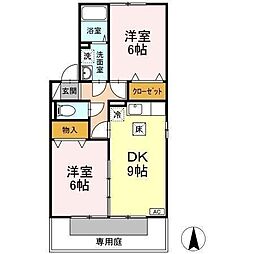 サニーハイツA 2DKの間取図画像