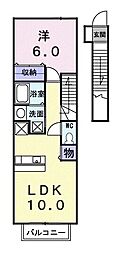 セレノ東野A 1LDKの間取図画像