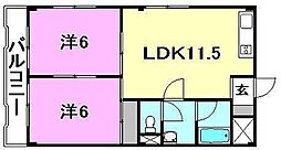 コーポ今村 2LDKの間取図画像