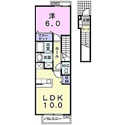 チェリッシュ1 1LDKの間取図画像