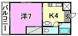 ローランハイツ 1Kの間取図画像