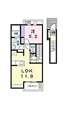 ジェンティーレクワバラ 1LDKの間取図画像