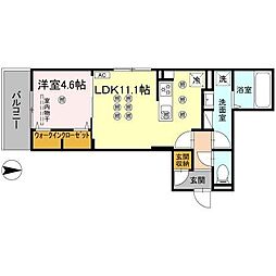クランツ朝生田 1LDKの間取図画像