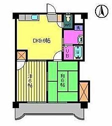 レジデンスM-1 2DKの間取図画像
