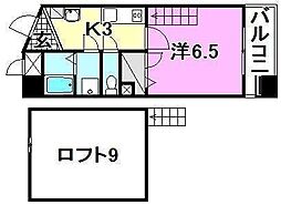 エル・ミオーレ朝生田 1Kの間取図画像