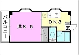 コンフォート今市 1DKの間取図画像