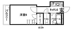 プレシアス紅葉町 1Kの間取図画像