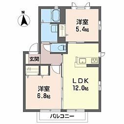 プロヴァンスガーデンB 2LDKの間取図画像