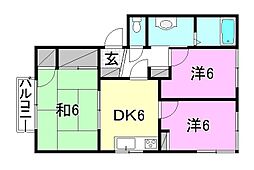 フレグランス枝松B 3DKの間取図画像