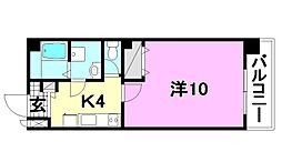 ガーデンヒルズ 1Kの間取図画像