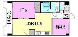 アルディナ内宮 2LDKの間取図画像