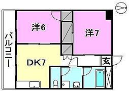 イースト・レジデンス大和 2DKの間取図画像