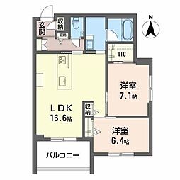 ヴィステリオ プレミア 2LDKの間取図画像