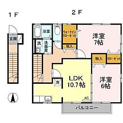 ローズコートTB 2LDKの間取図画像