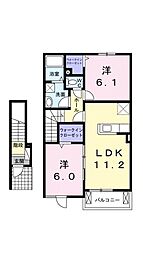 グレイスヌーヴォーS 2LDKの間取図画像