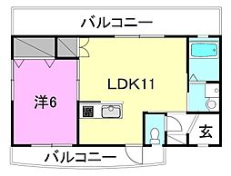 フルブルーム 1LDKの間取図画像