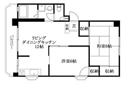 仙波マンション 2LDKの間取図画像