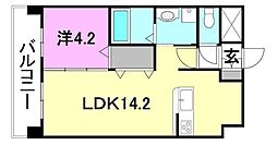 ひかりハイツ石手川 1LDKの間取図画像