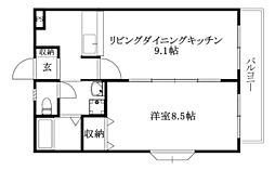 コリーヌ鷹子 1LDKの間取図画像