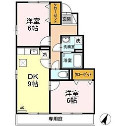 ボヌールSNA 2DKの間取図画像