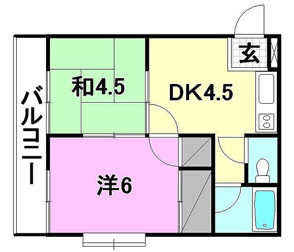 シャトル北久米 1-203 号室｜愛媛県松山市北久米町(賃貸アパート2DK・2階・35.64㎡)の写真 その2