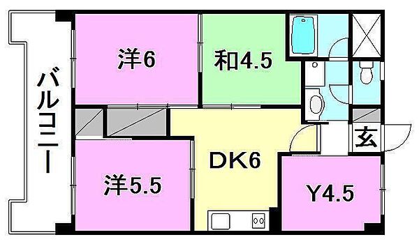 スカイピア保免 403 号室｜愛媛県松山市保免中3丁目(賃貸マンション4DK・4階・57.60㎡)の写真 その2