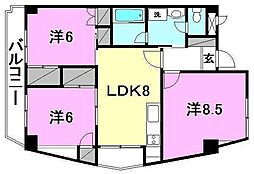 ナチュラルリーフ松山 3LDKの間取図画像