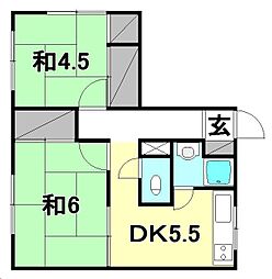 大成マンション 2DKの間取図画像