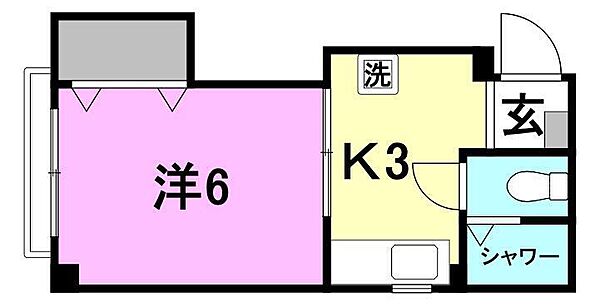 コーポ勝山 301 号室｜愛媛県松山市清水町3丁目(賃貸マンション1K・3階・20.59㎡)の写真 その2