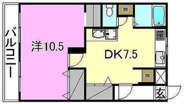 第二あかしマンション 105 号室｜愛媛県松山市北条(賃貸マンション1DK・1階・43.45㎡)の写真 その2