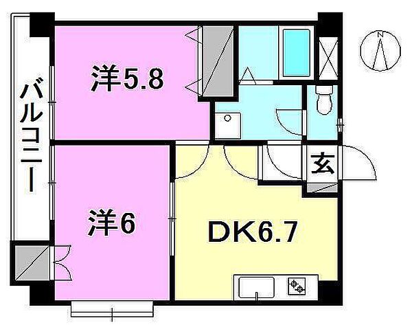 フェリーチェ立花 303 号室｜愛媛県松山市立花6丁目(賃貸マンション2DK・3階・41.16㎡)の写真 その2