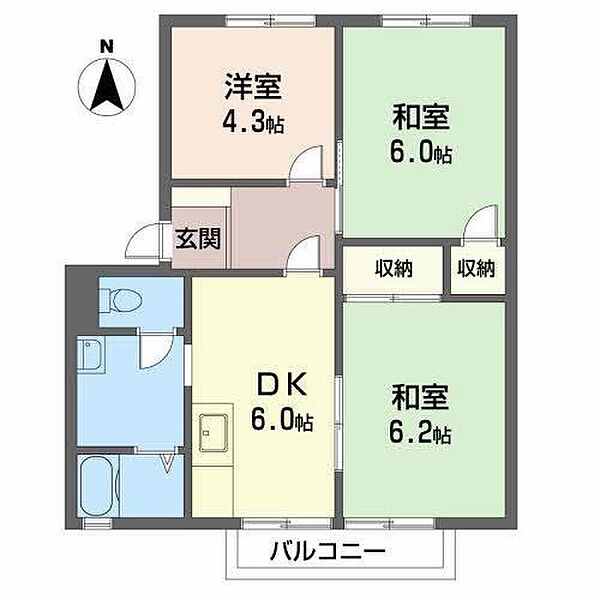 コーポオレンジ 201 号室｜愛媛県松山市別府町(賃貸アパート3DK・2階・50.16㎡)の写真 その2