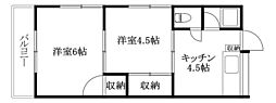 小栗荘 2Kの間取図画像