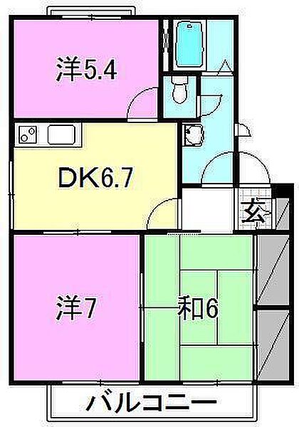 メゾン・ド・クレール B-101 号室｜愛媛県松山市鷹子町(賃貸アパート3DK・1階・57.69㎡)の写真 その2