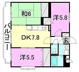 ユーミー林 3DKの間取図画像