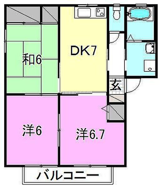 レプラコーン和泉B 201 号室｜愛媛県松山市和泉南3丁目(賃貸アパート3DK・2階・56.09㎡)の写真 その2