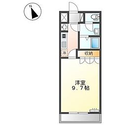 プランドール・カネキB棟 1階1Kの間取り