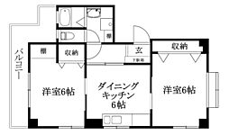 レ・セーナ東石井 2DKの間取図画像
