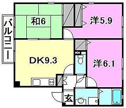 フォブール南斎院B 3DKの間取図画像