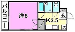 BELNATIO 1Kの間取図画像