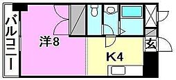 ウエストビル松山 1Kの間取図画像