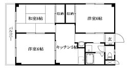 レーベンイケダ土居田2 3DKの間取図画像