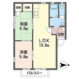 ディアスEASTB 2LDKの間取図画像