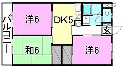 レーベンイケダ土居田2 1階3DKの間取り