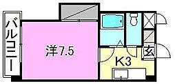 リモージュ第5小坂 1Kの間取図画像