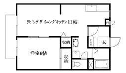 ビーライン曽我2 1LDKの間取図画像