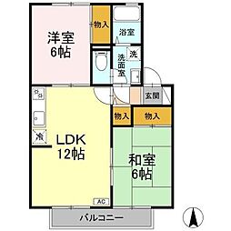 ハイカムール鴨川A 2LDKの間取図画像