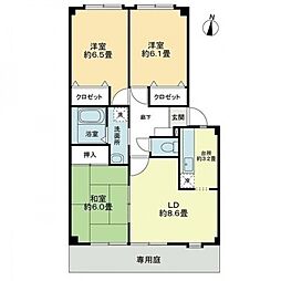 フォブール北井門A棟 1階3LDKの間取り