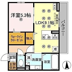 グレイス北持田 201 号室 2階1LDKの間取り